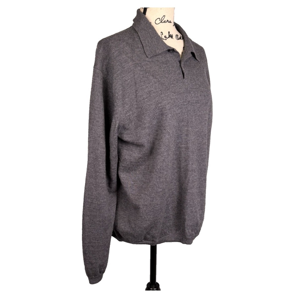 J. Ferrar Sweater Pullover 100% Merino Wool Grey Large Vtg Cozy Casual Office